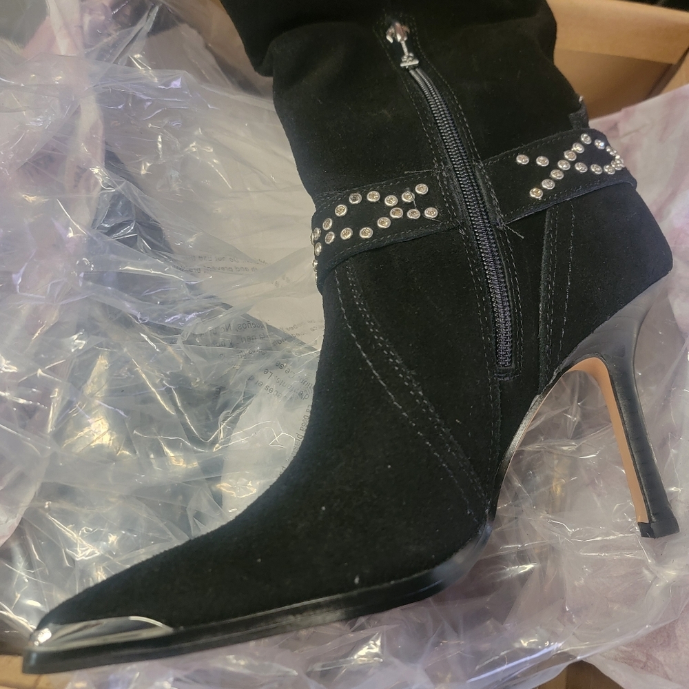 Jessica Simpson Kenzin Western Embelished Buckle Boot, Black, 6 New in Box $225!